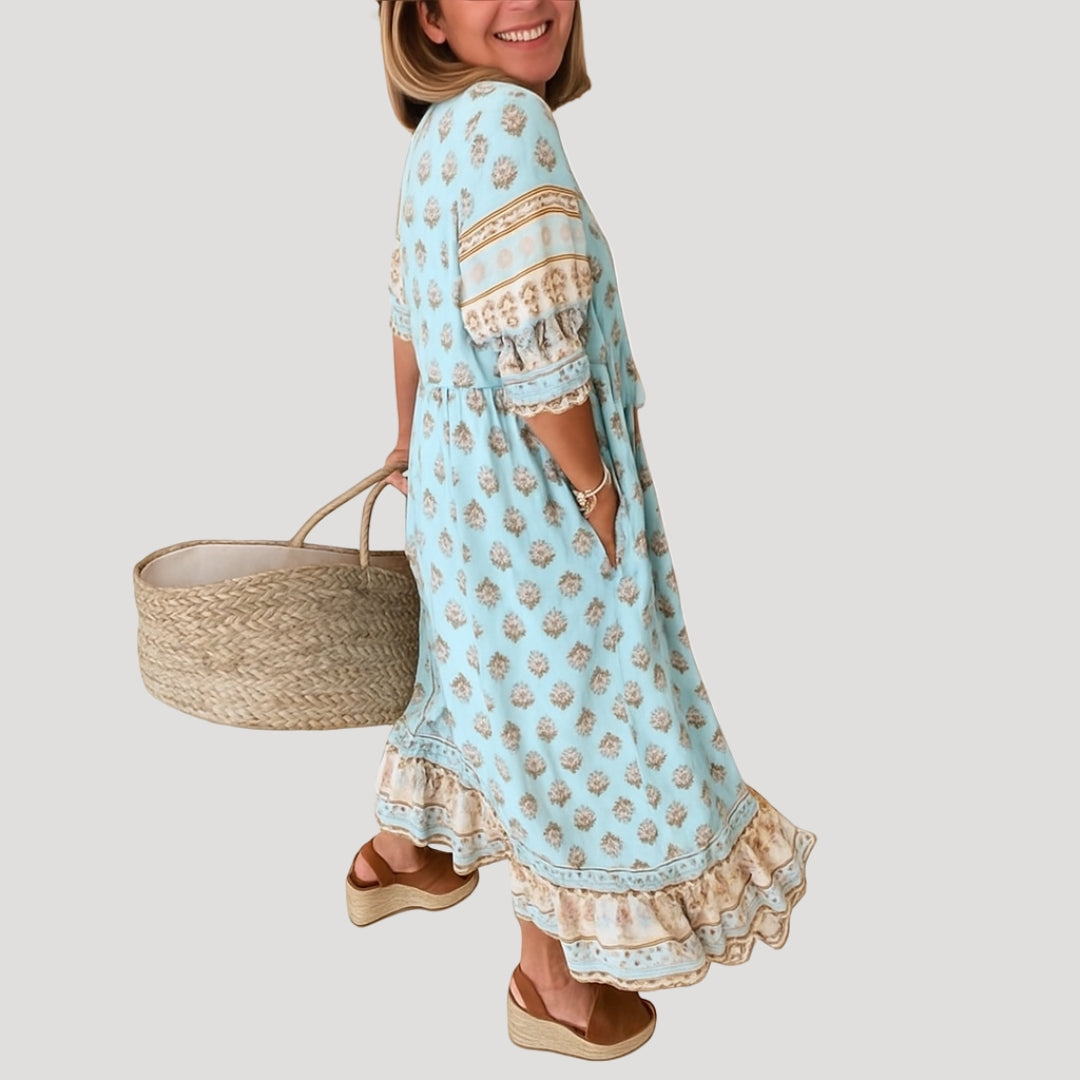 Sukienka midi | boho, kieszenie boczne