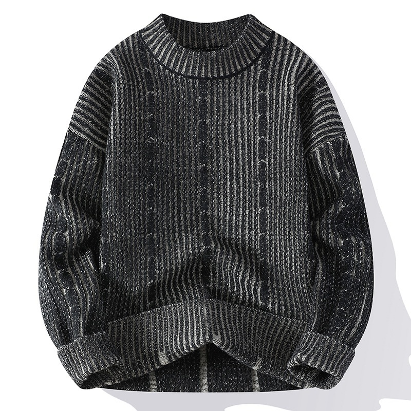 Sweter męski | gruba dzianina, skręcany wzór