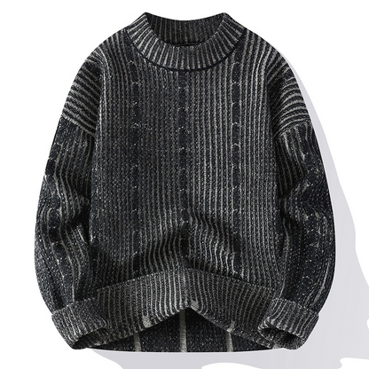 Sweter męski | gruba dzianina, skręcany wzór