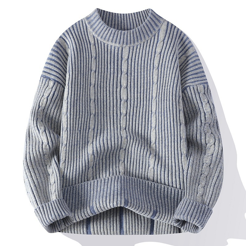 Sweter męski | gruba dzianina, skręcany wzór