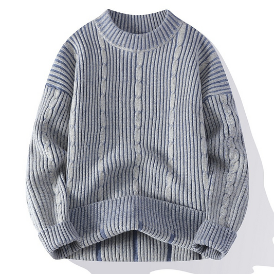 Sweter męski | gruba dzianina, skręcany wzór