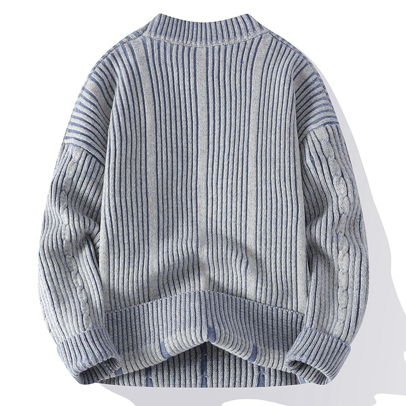 Sweter męski | gruba dzianina, skręcany wzór