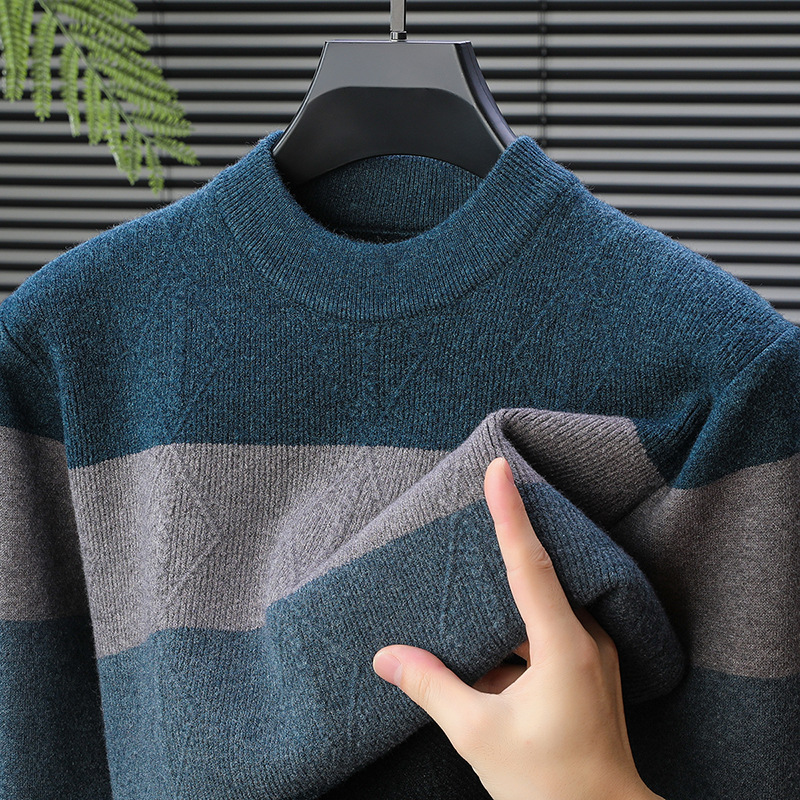 Sweter męski | wzór w romby, okrągły dekolt