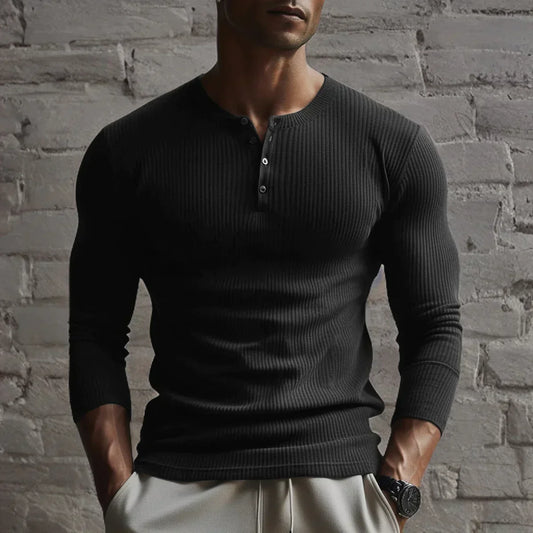 Sweter męski | zapięcie na 4 guziki, zaokrąglony dół