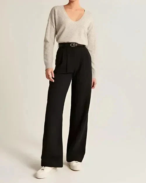 Spodnie chino damskie | Rozszerzana nogawka, klasyczny fason chino | Styl smart casual do pracy