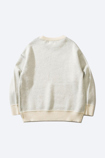 Sweter męski | motyw psa, prosty krój