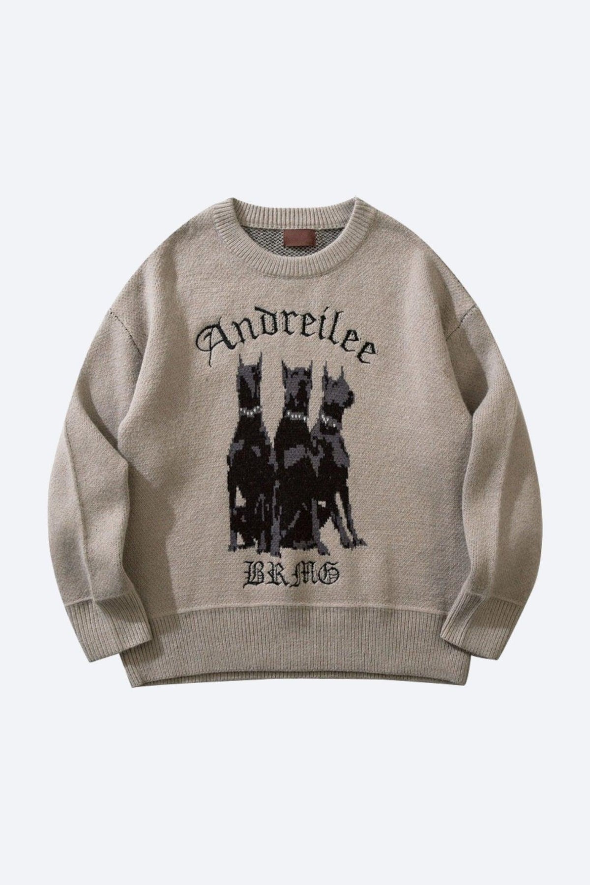 Sweter męski | motyw psa, prosty krój