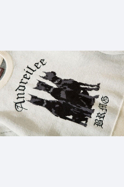 Sweter męski | motyw psa, prosty krój
