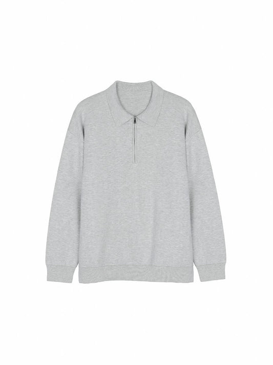 Sweter męski | półzamek, kołnierz polo