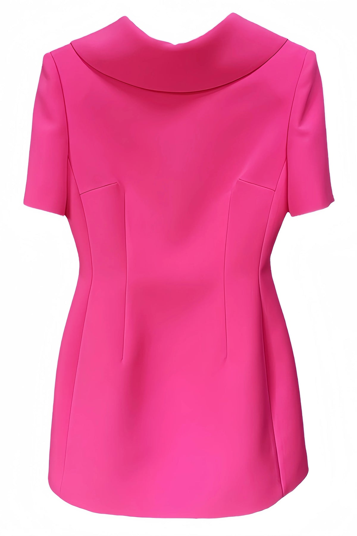 Lara - Sukienka damska z kokardą | Krótki rękaw, ciemnoróżowy kolor | Elegancki styl na wyjście