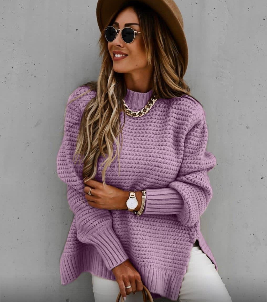 Sweter damski | struktura żebrowa, oversize