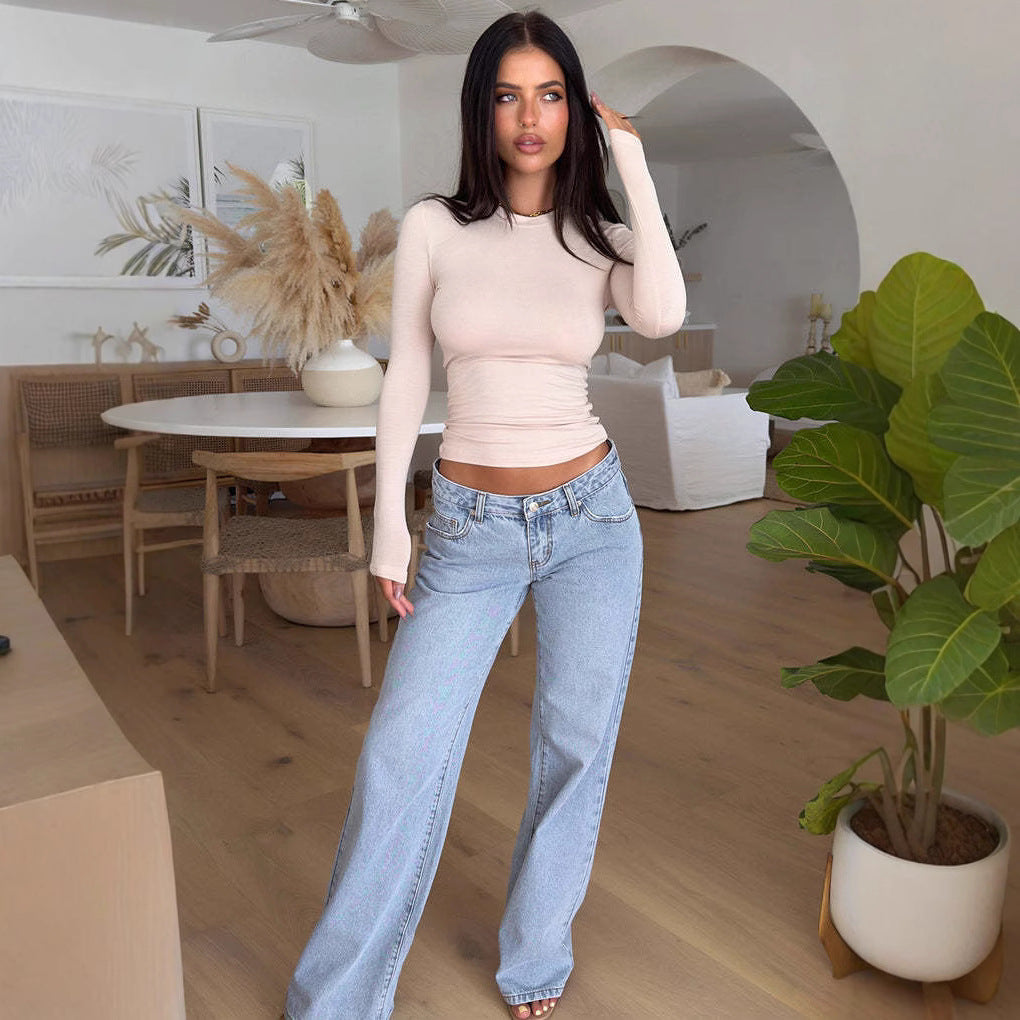 Spodnie jeansowe damskie | niski stan