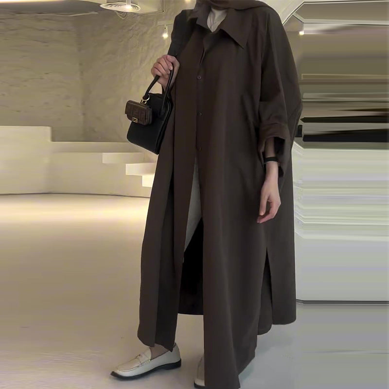 Płaszcz damski długi oversize | Prosty krój, zapięcie z przodu, minimalistyczny design | Ciepły styl na zimę