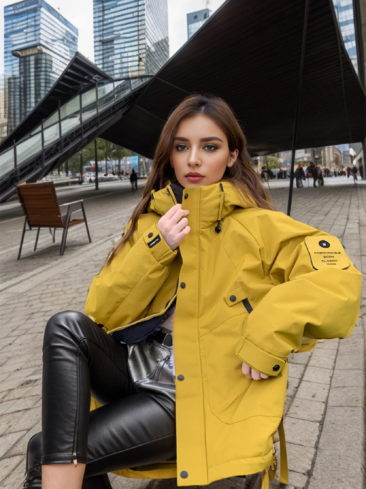 Płaszcz puchowy unisex | rękawy raglanowe, stójka