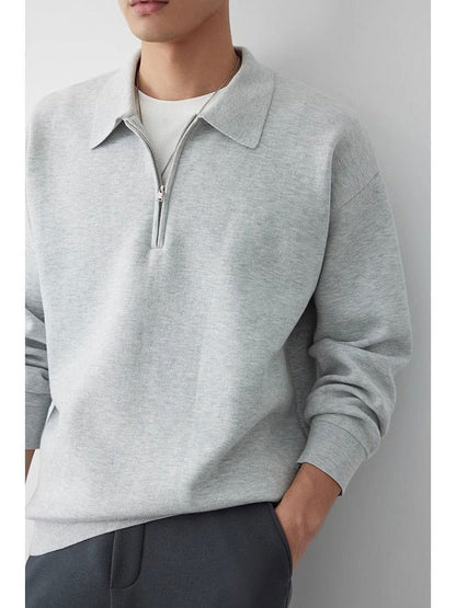 Sweter męski | półzamek, kołnierz polo