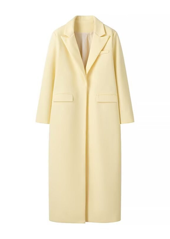 Marisol - Płaszcz damski żółty | Krój oversize, miękki materiał, klasyczny fason | Elegancki styl na wiosnę