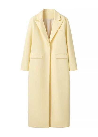 Marisol - Płaszcz damski żółty | Krój oversize, miękki materiał, klasyczny fason | Elegancki styl na wiosnę