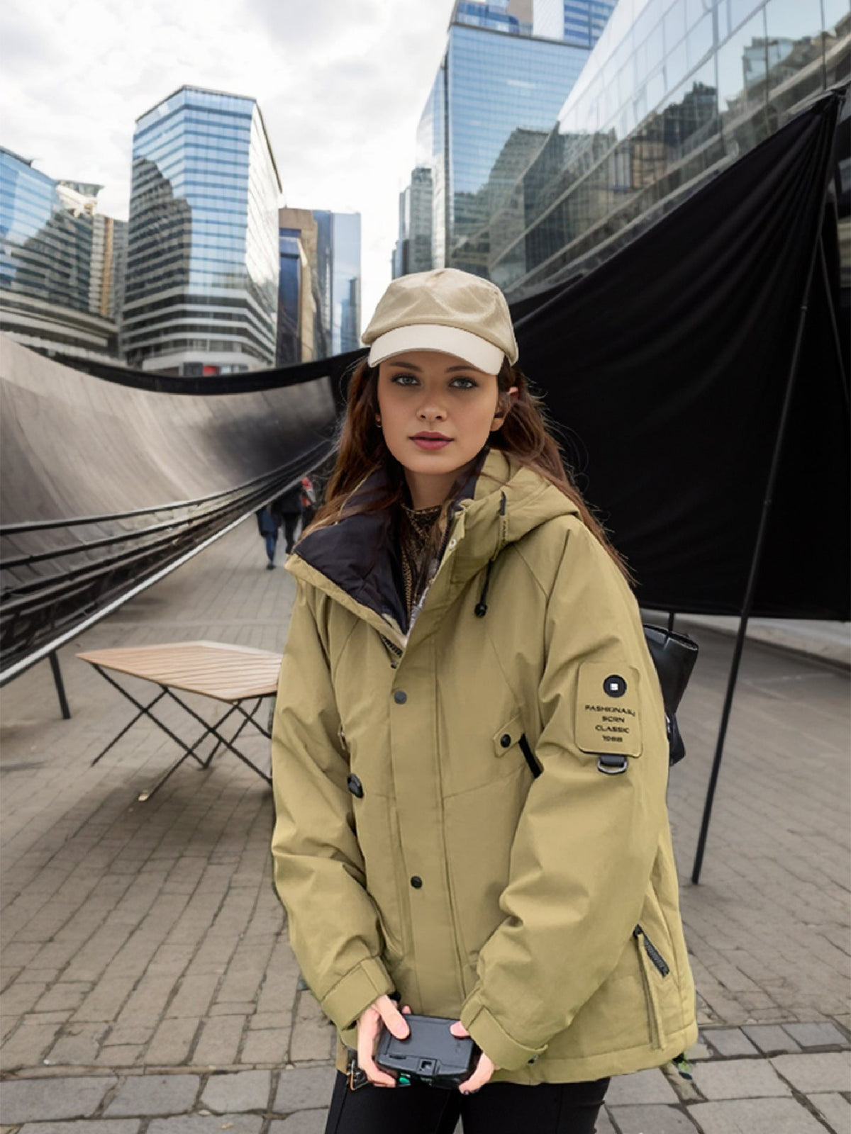 Płaszcz puchowy unisex | rękawy raglanowe, stójka