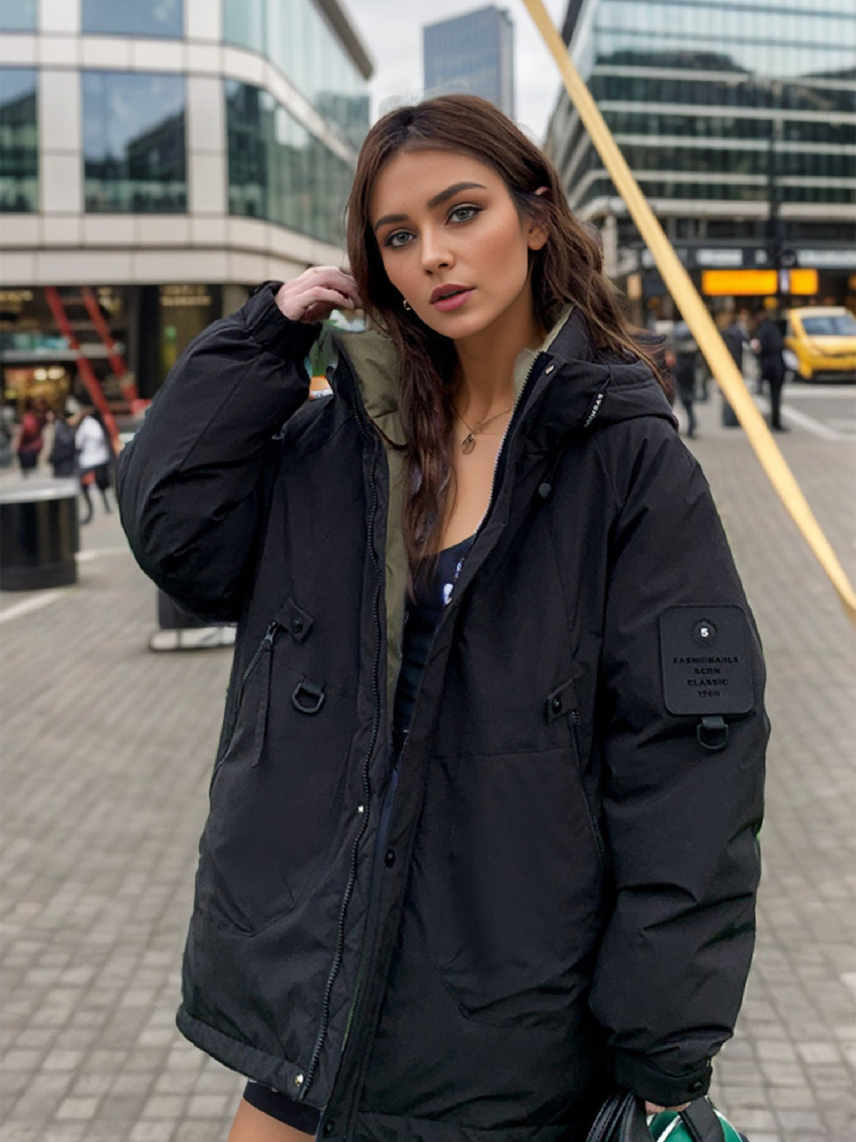 Płaszcz puchowy unisex | rękawy raglanowe, stójka