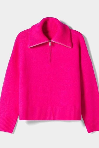Sweter damski | półzamek, wysoki kołnierz