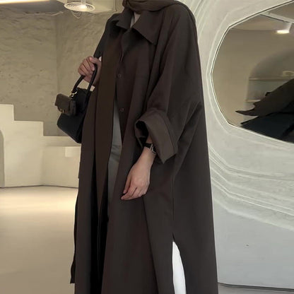 Płaszcz damski długi oversize | Prosty krój, zapięcie z przodu, minimalistyczny design | Ciepły styl na zimę