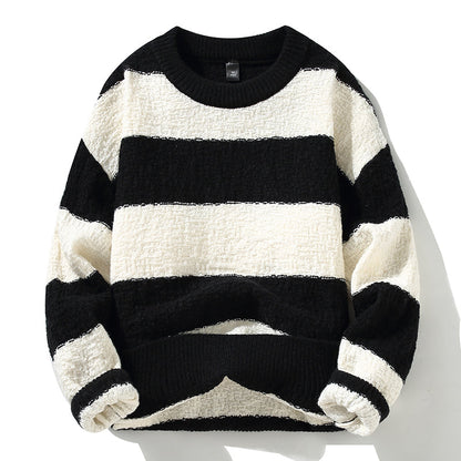 Sweter męski | poziome paski, gruba dzianina