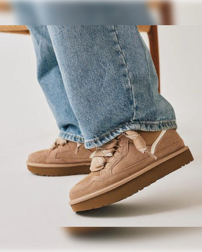 Sneakersy damskie | zamsz, futrzana podszewka