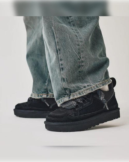 Sneakersy damskie | zamsz, futrzana podszewka