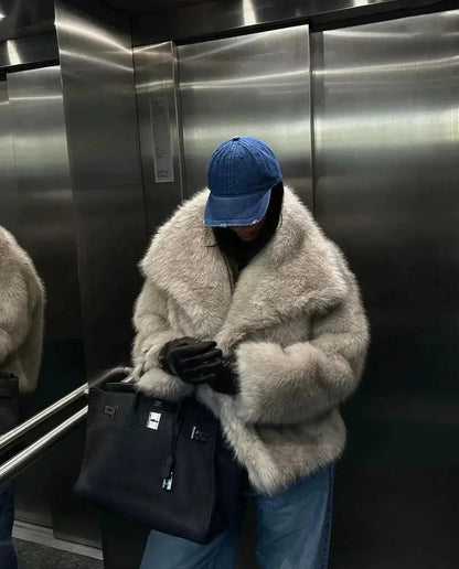 Kurtka damska ze sztucznego futra | oversize