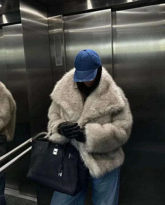Kurtka damska ze sztucznego futra | oversize