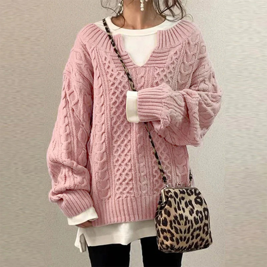 Sweter damski | oversize, okrągły dekolt