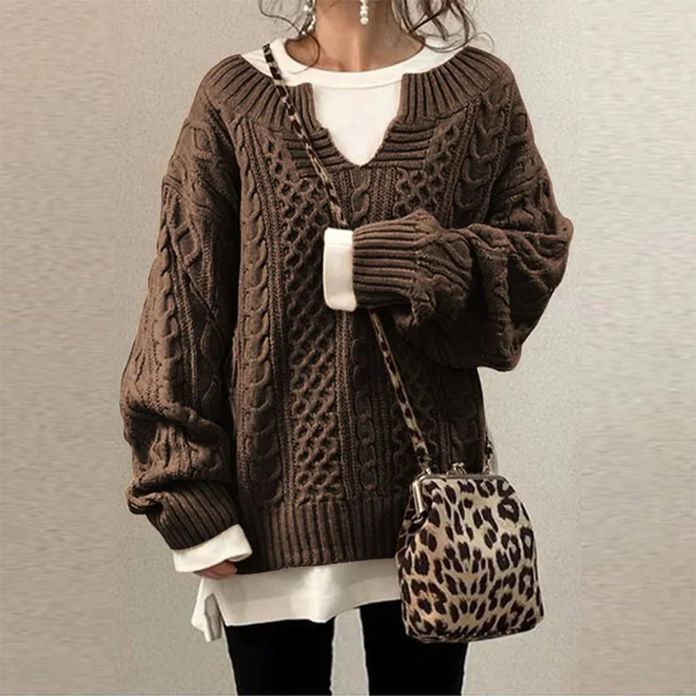 Sweter damski | oversize, okrągły dekolt
