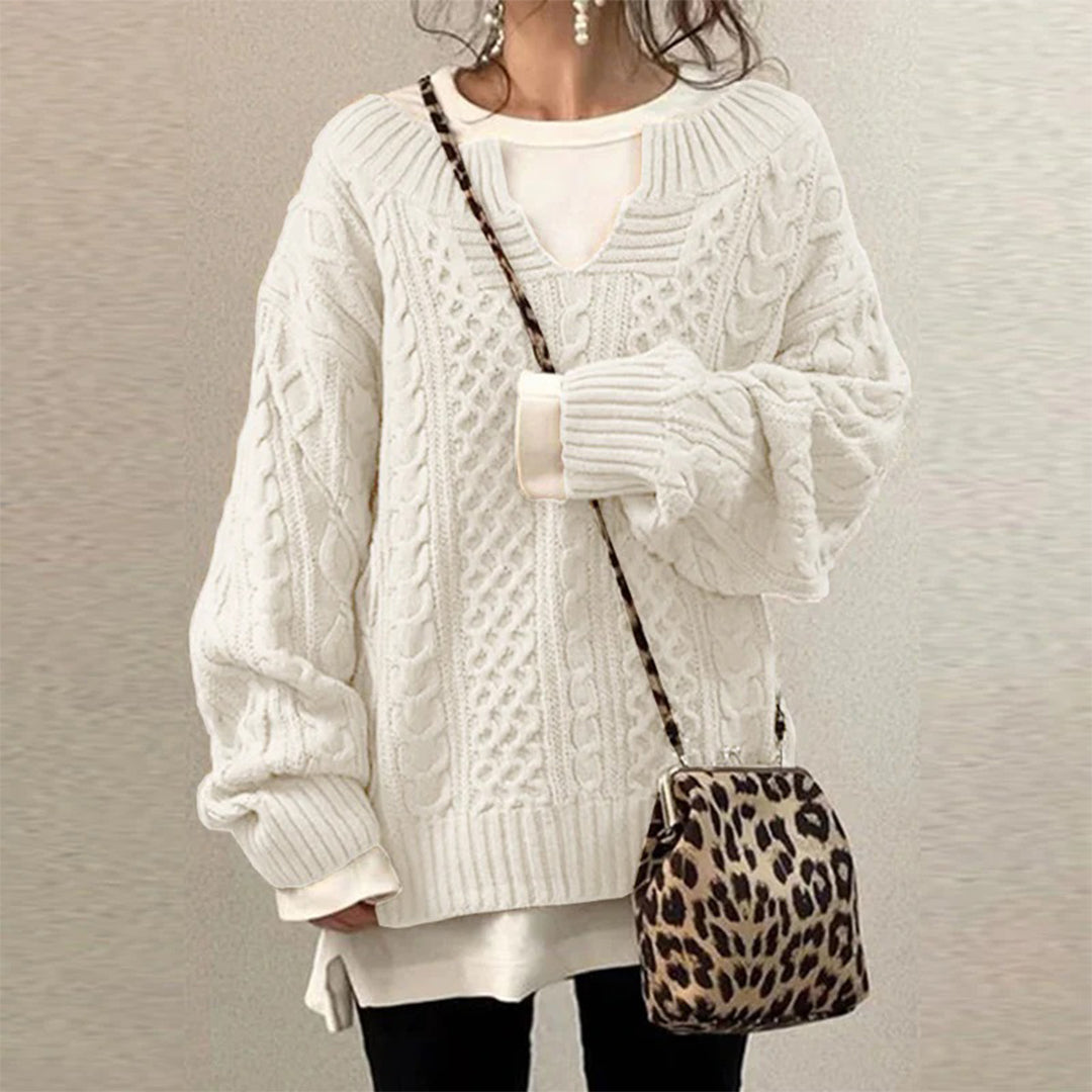Sweter damski | oversize, okrągły dekolt