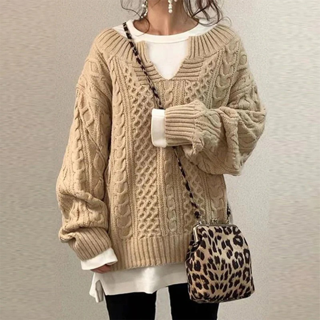 Sweter damski | oversize, okrągły dekolt