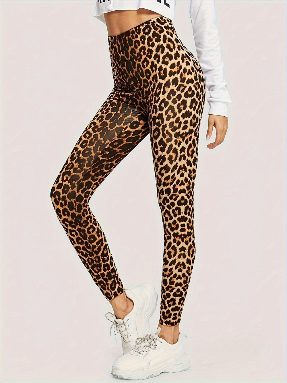 Legginsy damskie | wysoki stan, wzór w cętki