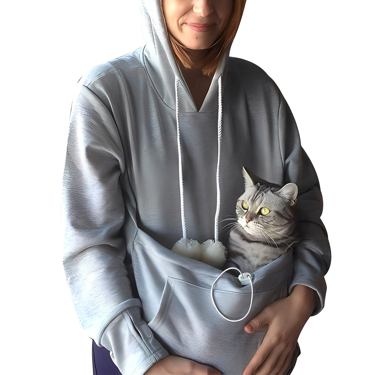 Sweter damski | motyw kota, kieszeń