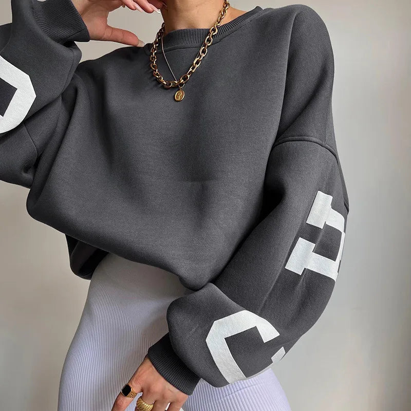 Bluza damska | graficzne rękawy, krój oversize