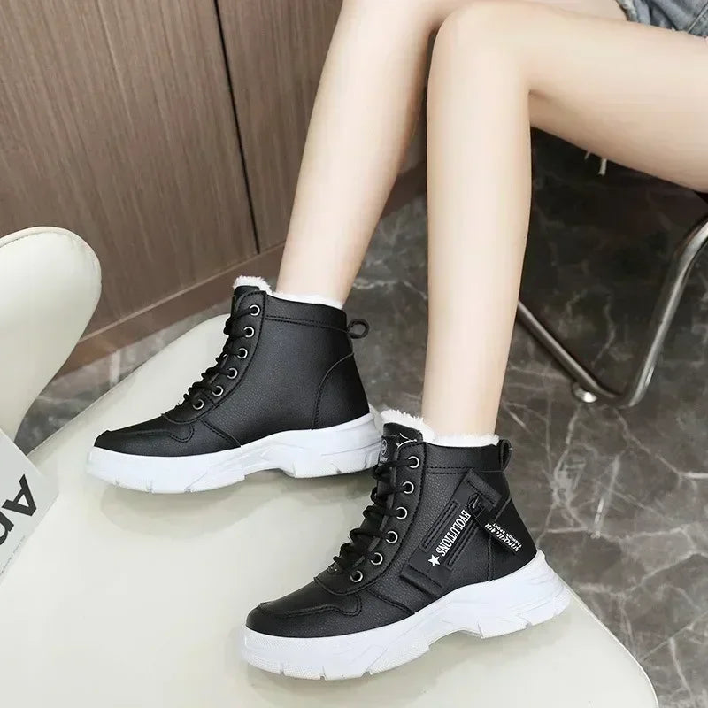 Buty zimowe damskie | futerko, wysoka cholewka