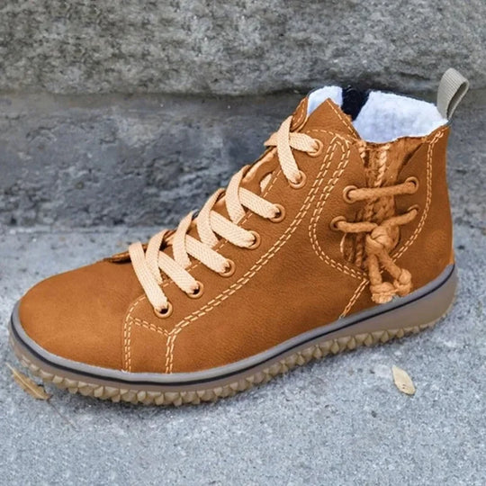 Buty zimowe damskie | futerko, sznurowanie