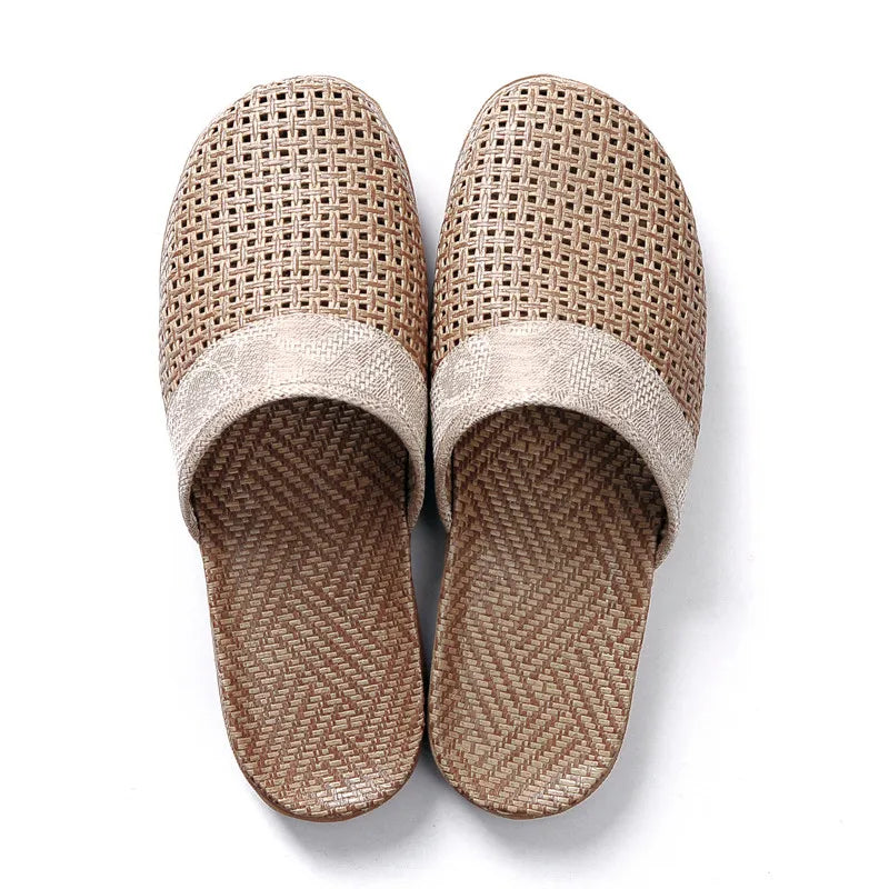 Kapcie unisex | tkany len, antypoślizgowa podeszwa