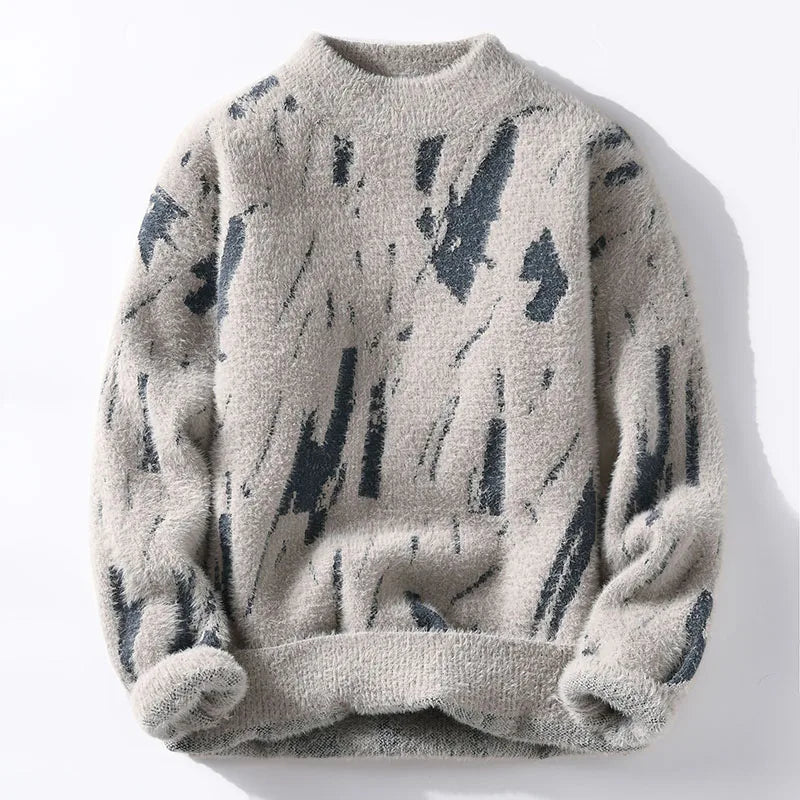 Sweter męski | abstrakcyjny wzór, luźny krój