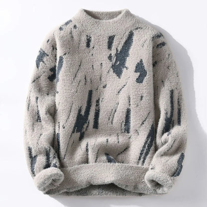Sweter męski | abstrakcyjny wzór, luźny krój