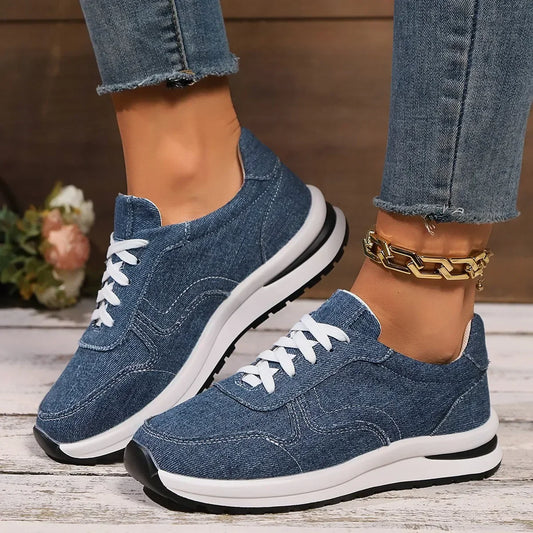 Sneakersy damskie | denim, wsuwane