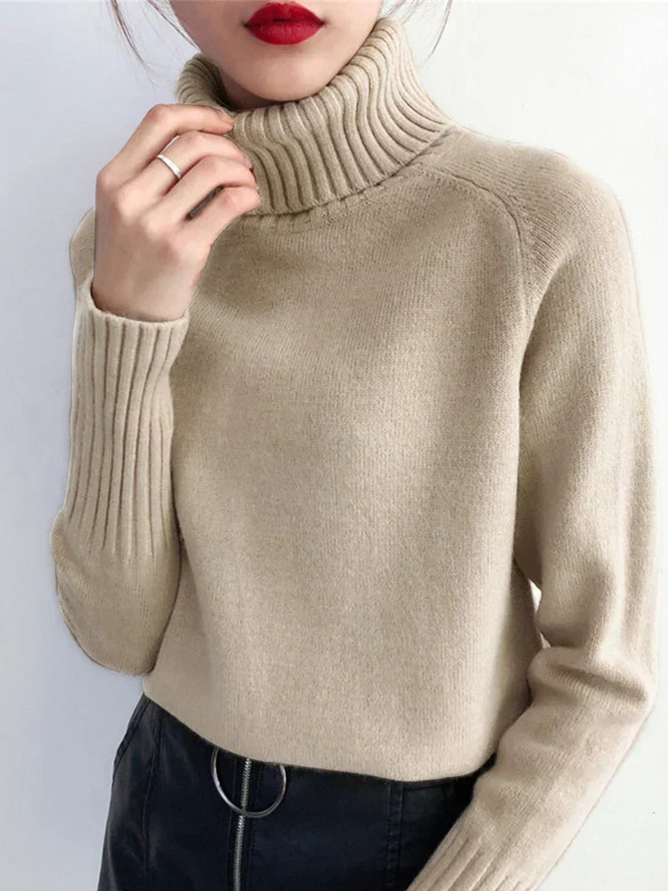 Sweter damski | golf, prążkowany splot