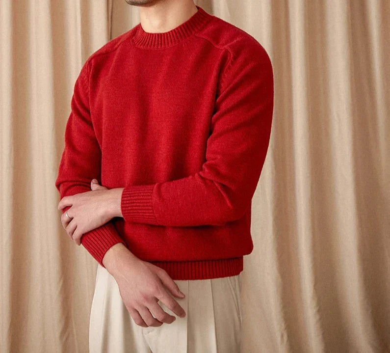 Sweter męski | zimowy, okrągły dekolt