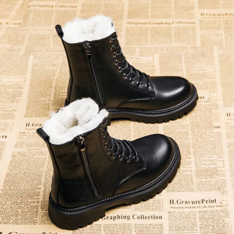 Buty zimowe damskie | sznurowanie, bieżnikowana podeszwa