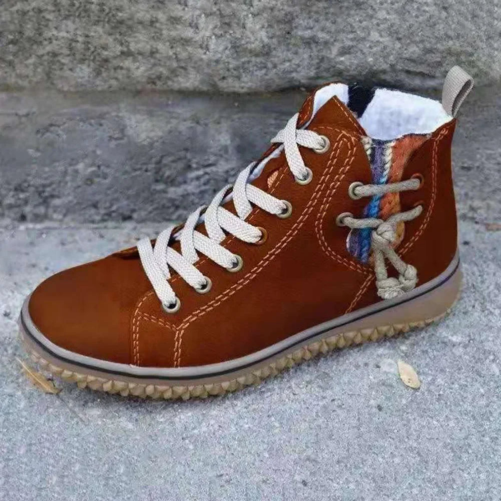 Buty zimowe damskie | futerko, sznurowanie