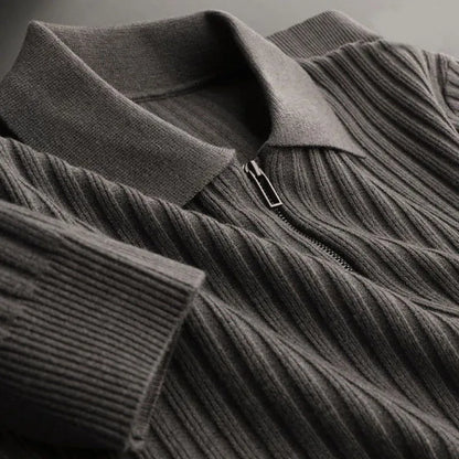 Sweter męski | kołnierzyk polo, wzór w paski