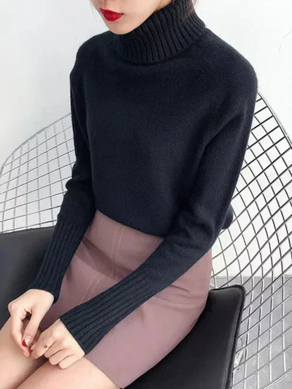 Sweter damski | golf, prążkowany splot