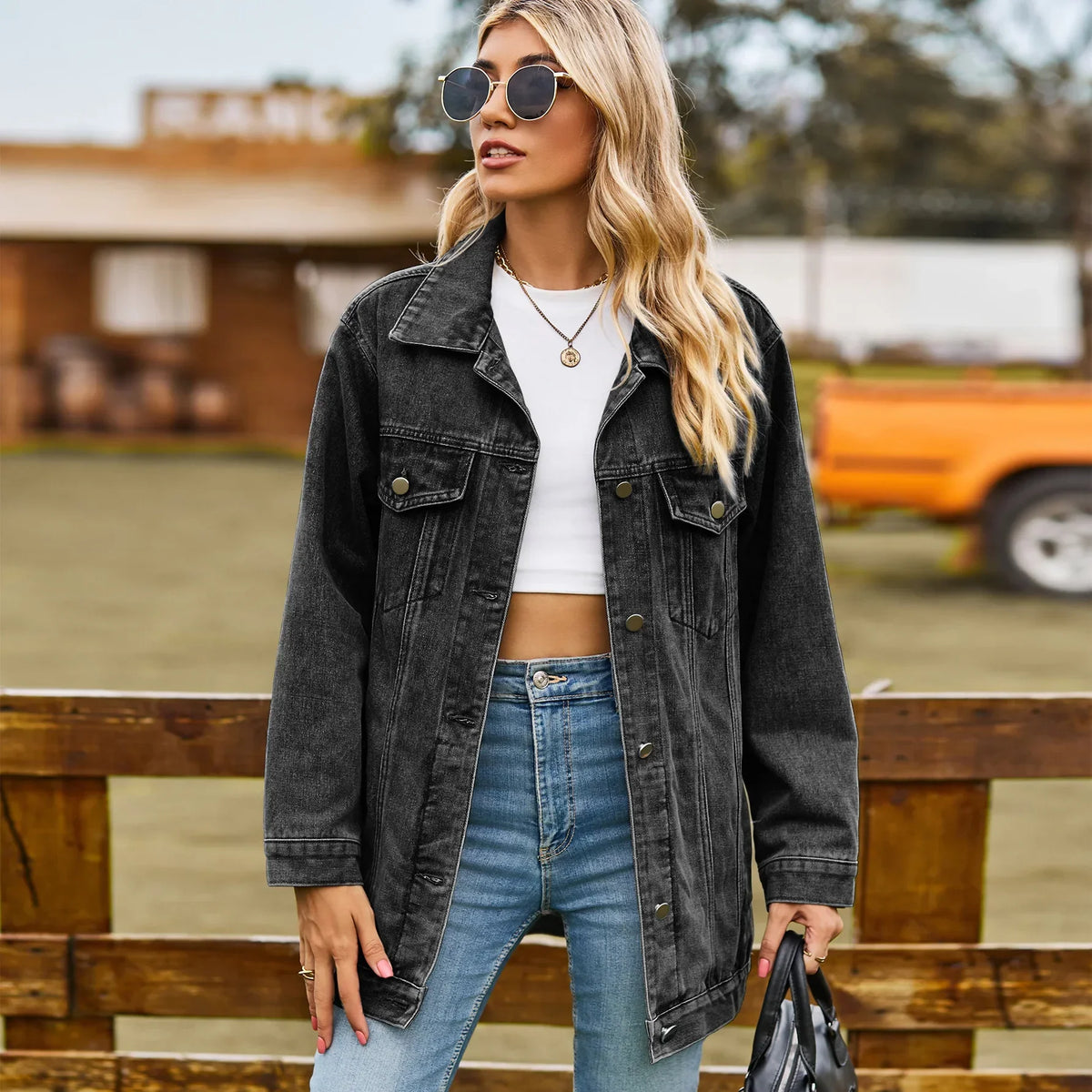 Kurtka damska | jeansowa, oversize